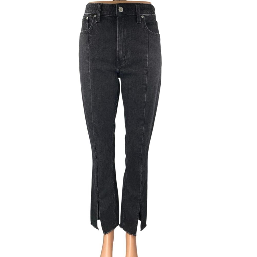 Abercrombie & Fitch Black High Rise Skinny Flared Split Hem Denim Jeans Pants 27